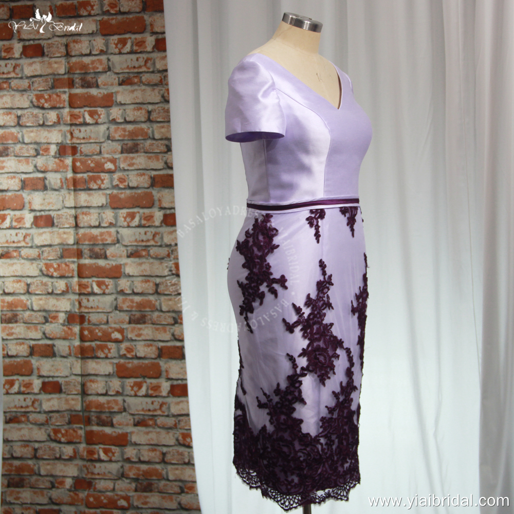 Custom Size Elegant Violet Wedding Formal Dress RSE961 Half Sleeves Knee Length 2 Pieces Groom's Mother Of The Bride Dresses 11