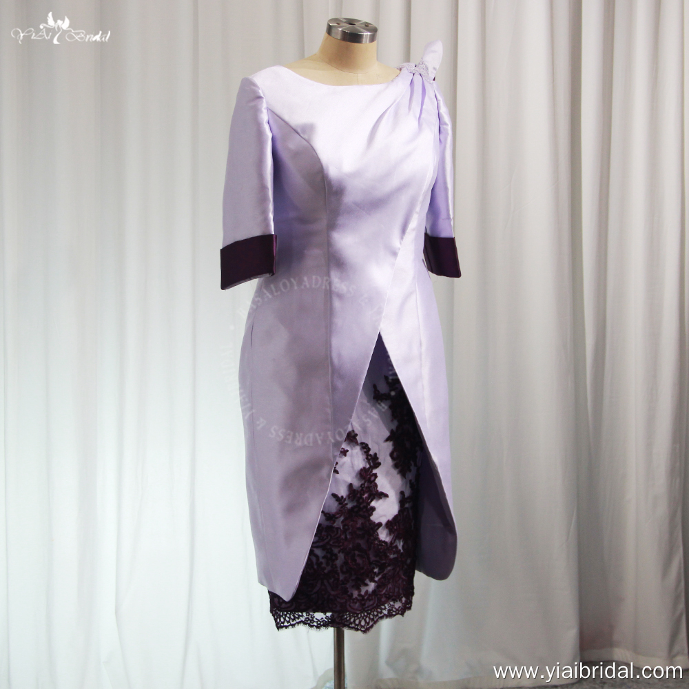 Custom Size Elegant Violet Wedding Formal Dress RSE961 Half Sleeves Knee Length 2 Pieces Groom's Mother Of The Bride Dresses 10