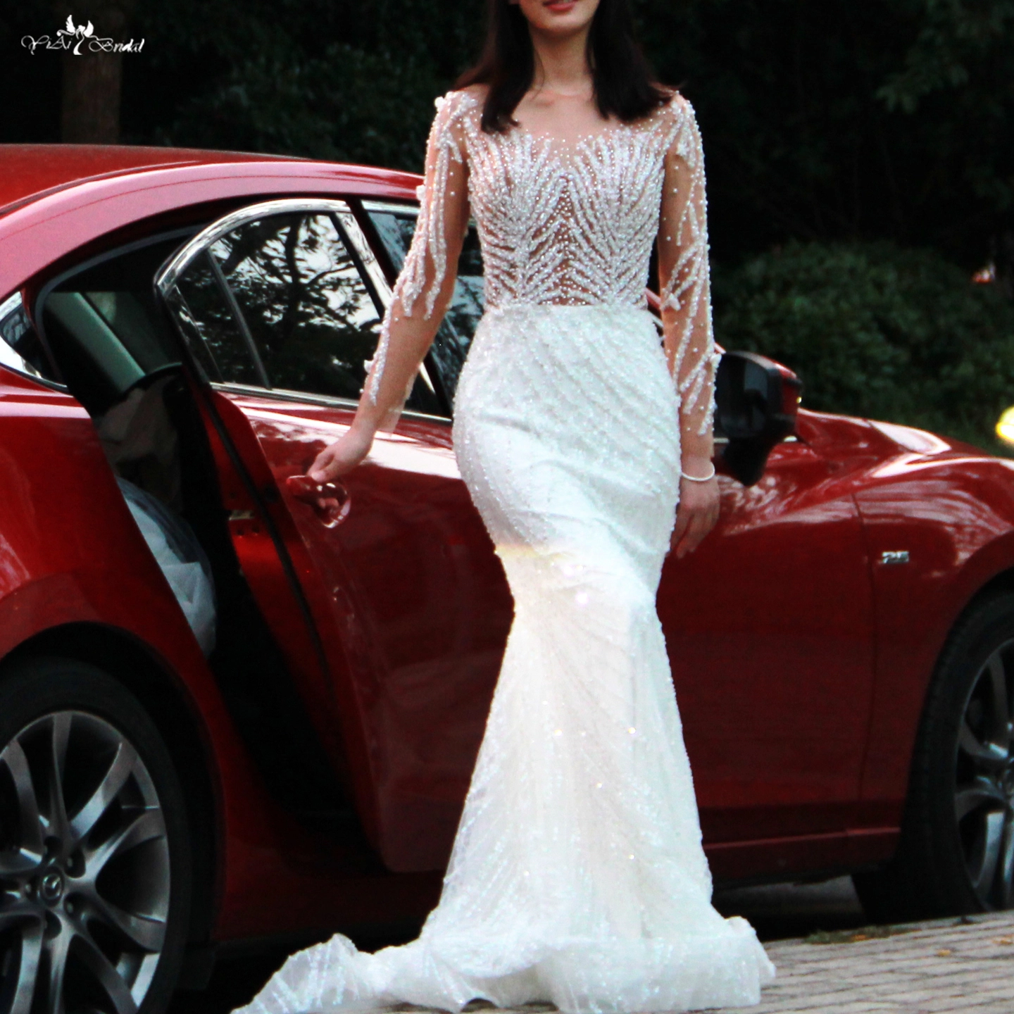 Luxury Beaded Sequin Mermaid Wedding Gown 1