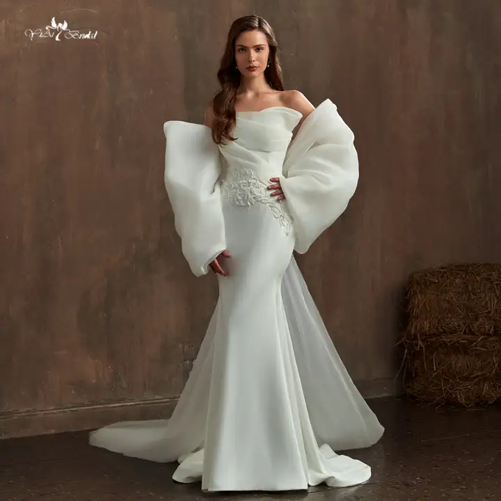 RSW1919 Silver Beaded Lace Appliques Back Corset Mermaid Off