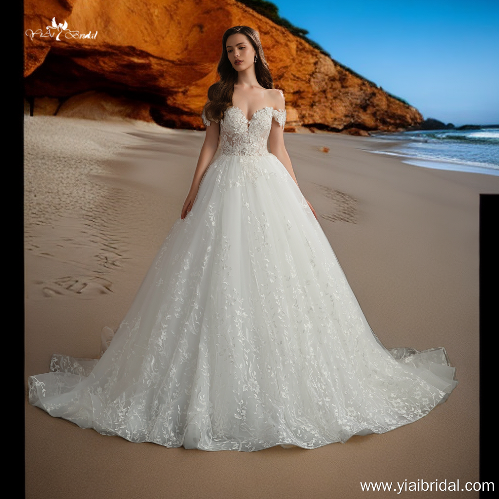 RSW1921 Off the Shoulder Sweetheart Neck Wedding Dresses Beaded