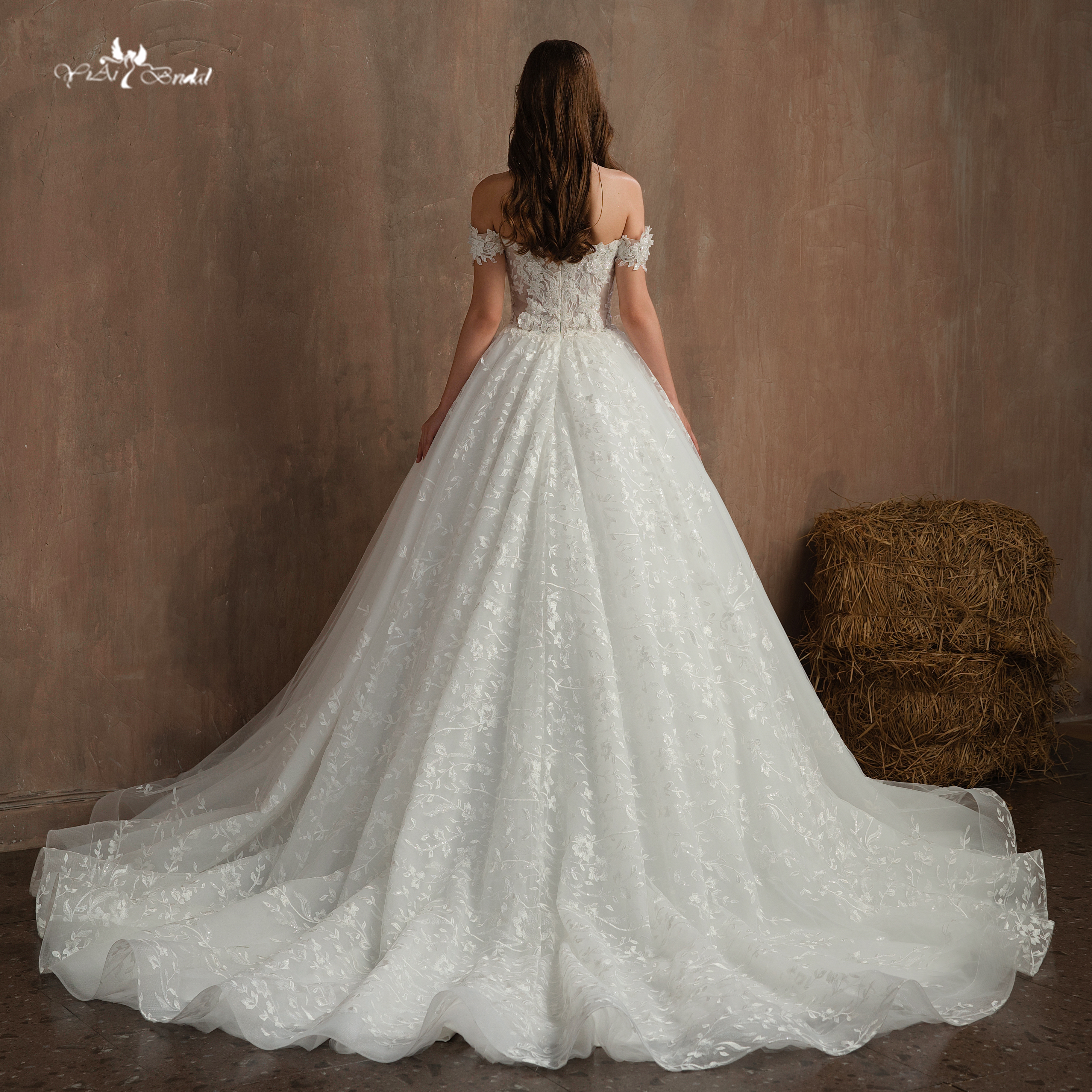 RSW1921 Off the Shoulder Sweetheart Neck Wedding Dresses Beaded