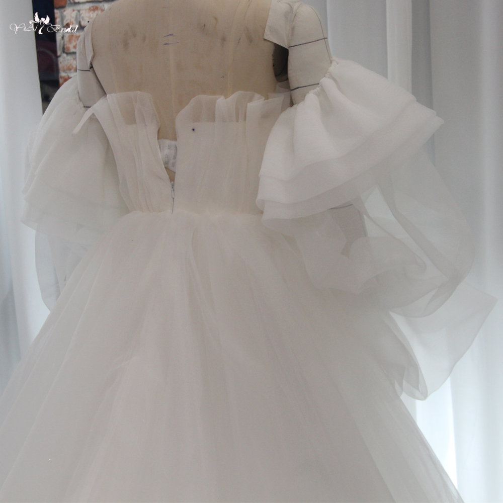 Abnehmbares schulterfreies Organza-Hochzeitskleid mit langen Ärmeln RSW1898 Brautkleid in A-Linie, eleganter, mattierter Organza 9