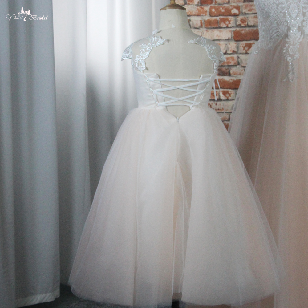 Blumenmädchenkleid RSW1875 Ballkleid Spitze Kommunionkleid Rosa A-Linie Spitze Tüll Promi-Kleider Flügelärmel 7