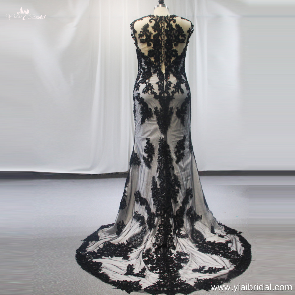 Damen Sexy tiefes V-Brautkleid in Übergröße, schwarz, schlanker Körper, Illusion, Spitze hinten RSW1835, legeres Kleid, Hochzeitskleid, sexy 9