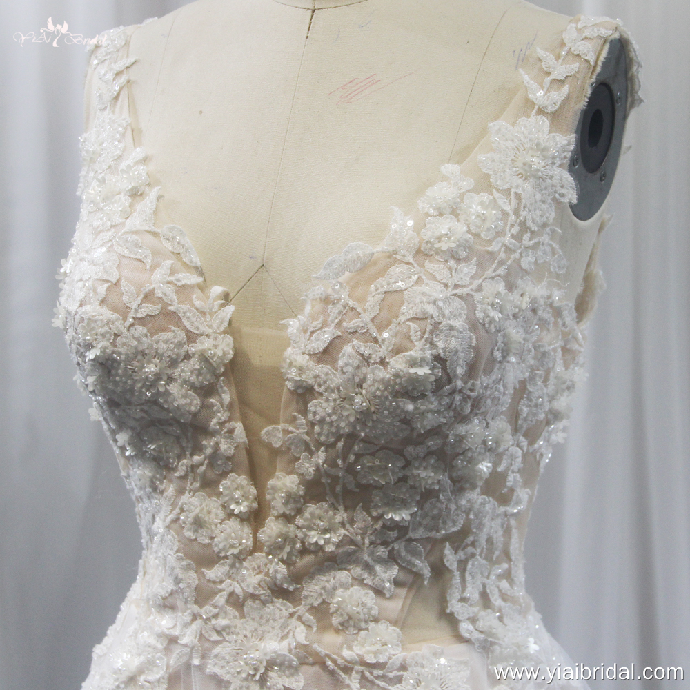 A-Linien-Hochzeitskleid aus Tüll mit Hofschleppe RSW1844, rückenfrei, seitliche Schnürung mit Ausschnitt 11