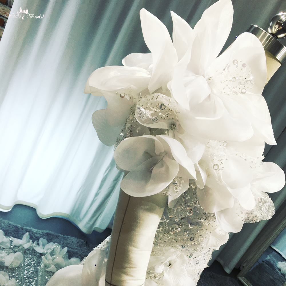 Maßgeschneidertes Meerjungfrau-Hochzeitskleid mit einer Schulter RSW1900, 3D-Blumen-Brautkleid mit Fischschwanz 9