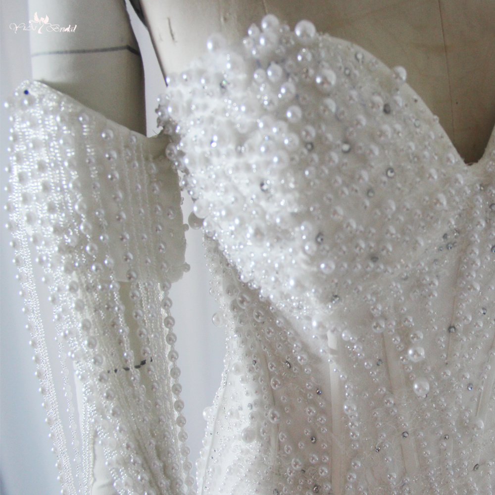 Luxuriöses Brautkleid mit Perlenfransen, Meerjungfrau, schulterfrei, RSW1887, abnehmbare Bizepsärmel, Brautkleid Afrika 11