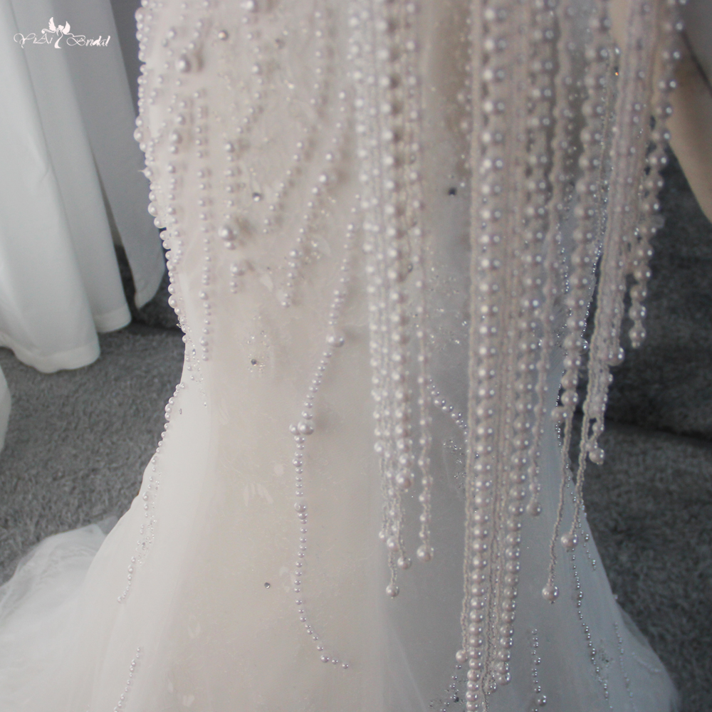 Luxuriöses Brautkleid mit Perlenfransen, Meerjungfrau, schulterfrei, RSW1887, abnehmbare Bizepsärmel, Brautkleid Afrika 10