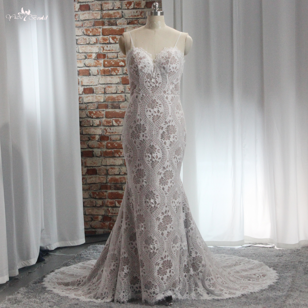 RSW1896 Sırtsız Sevgilim Boyun Çizgisi Dantel Kılıf Gelinlik Spagetti Kayışları 13