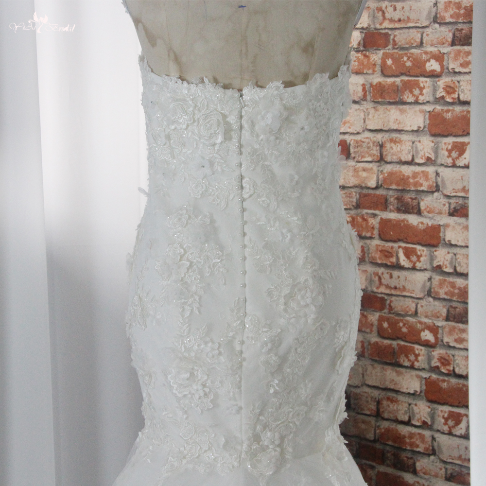 Sweetheart Bridal Dresses Mermaid Lace Tulle With Applique And Beads Court Train RSW1879 African Wedding Gowns 10