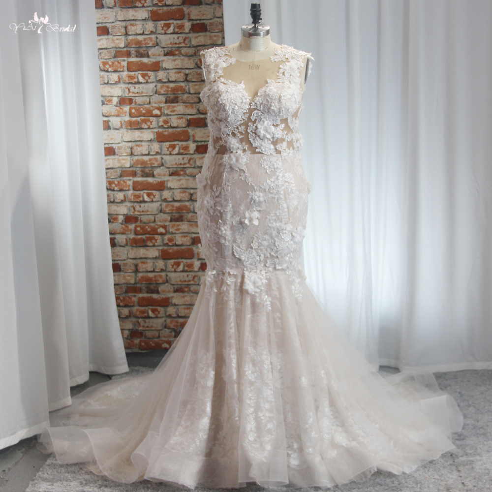 Backless Bridal Dress Floral Lace Wedding Dress RSW1893 Bridal Mermaid Dress With Detachable Off Shoulder Sleeves 9