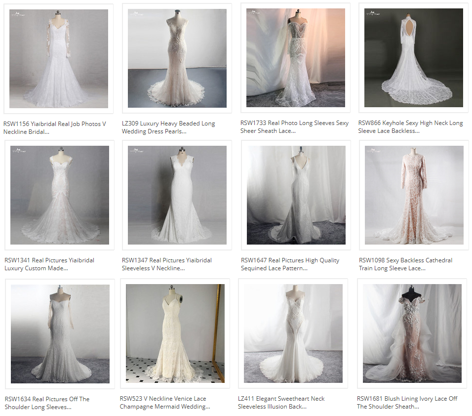 Iovry Wedding Dress Sheath Style V-Neck Long Sleeve Fit And Flare Gown RSW1836 Made Of Antique Floral Lace And Beading 11