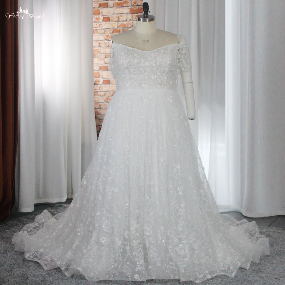 RSW1871 Curvy Women Lace Wedding Dress Fit And Flare Dress 7