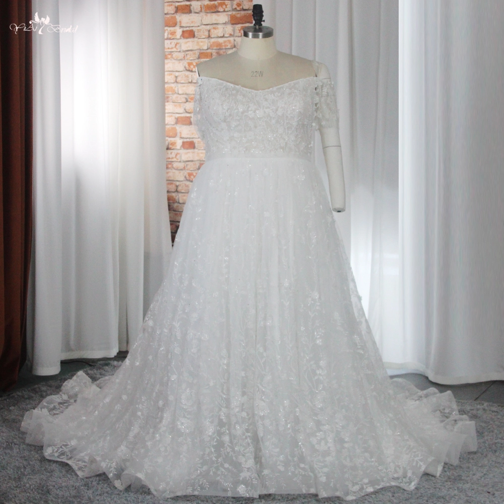 RSW1871 Curvy Women Lace Wedding Dress Fit And Flare Dress 1