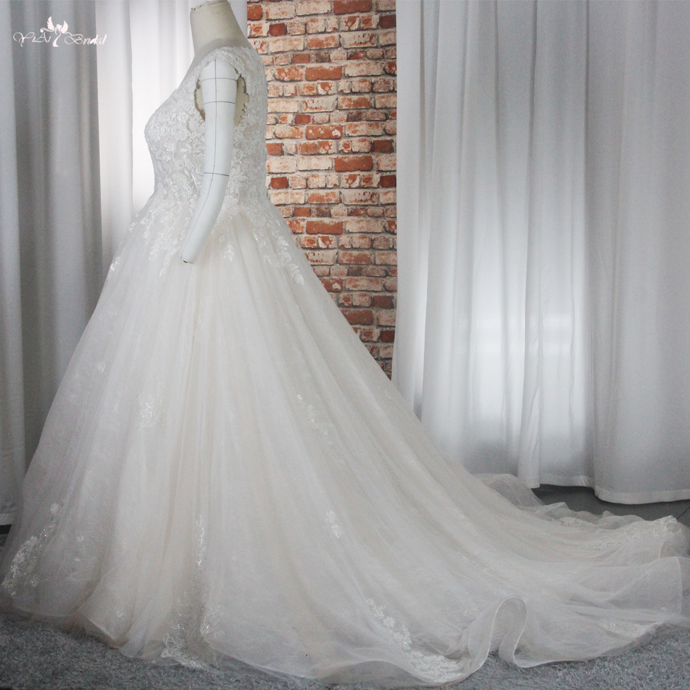 Plus Size Wedding Dress Corset Lace Up Back RSW1874 Beaded Lace Appliques Wedding Gown 8