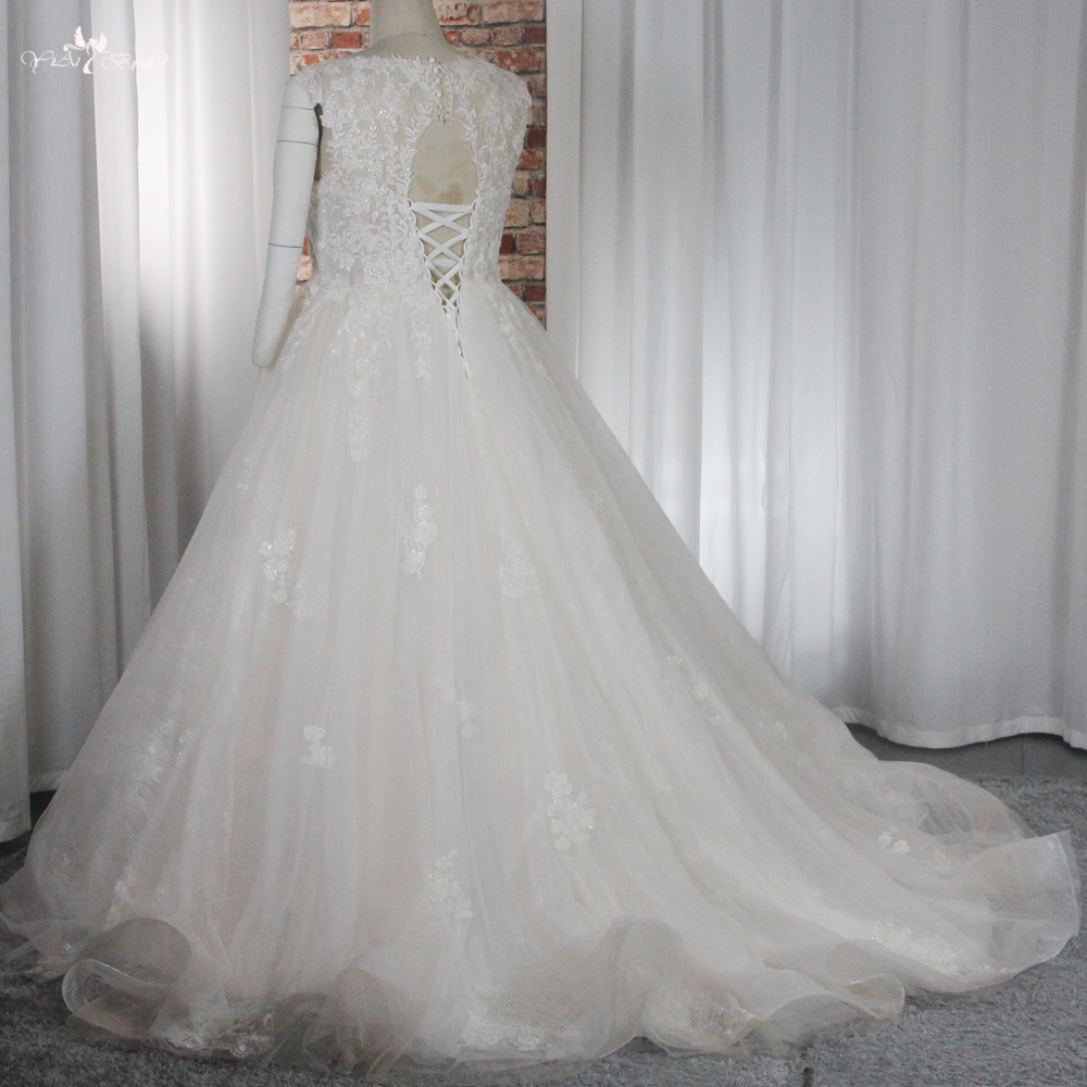 Plus Size Wedding Dress Corset Lace Up Back RSW1874 Beaded Lace Appliques Wedding Gown 9