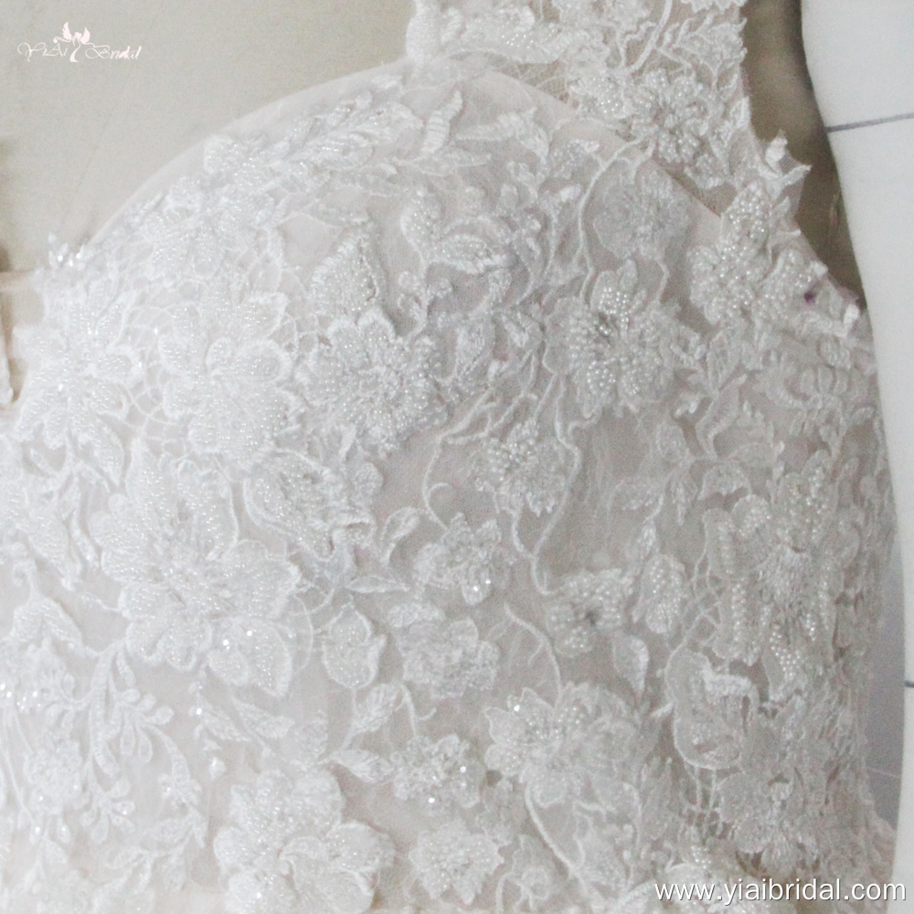 Plus Size Wedding Dress Corset Lace Up Back RSW1874 Beaded Lace Appliques Wedding Gown 10