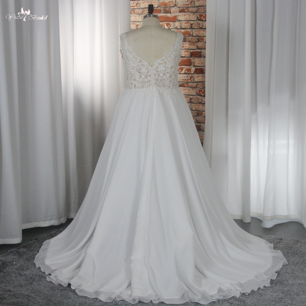 Best Chiffon Wedding Dress Beach Dress V Neckline A Line Summer Bride Dress Plus Size RSW1876 7