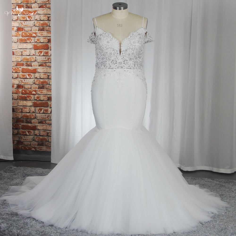 RSW1860 Off The Shoulders Mermaid Wedding Dress Curvy Women Design 6