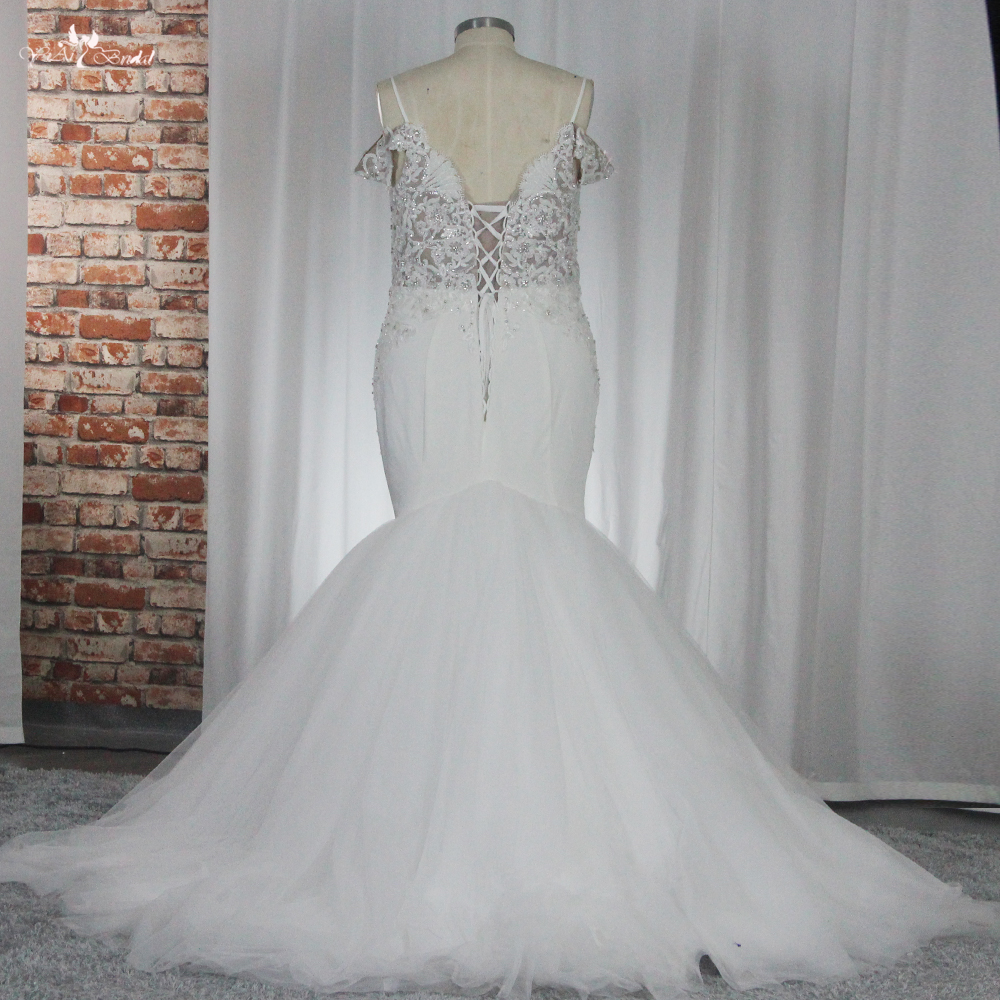 RSW1860 Off The Shoulders Mermaid Wedding Dress Curvy Women Design 8