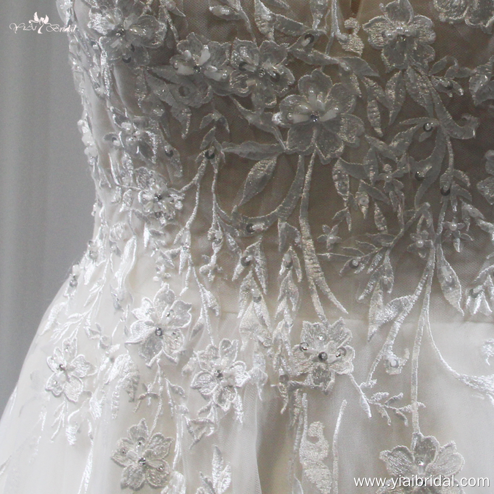 RSW1847 Sleeveless Champagne Wedding Dresses Spagetti Straps 7