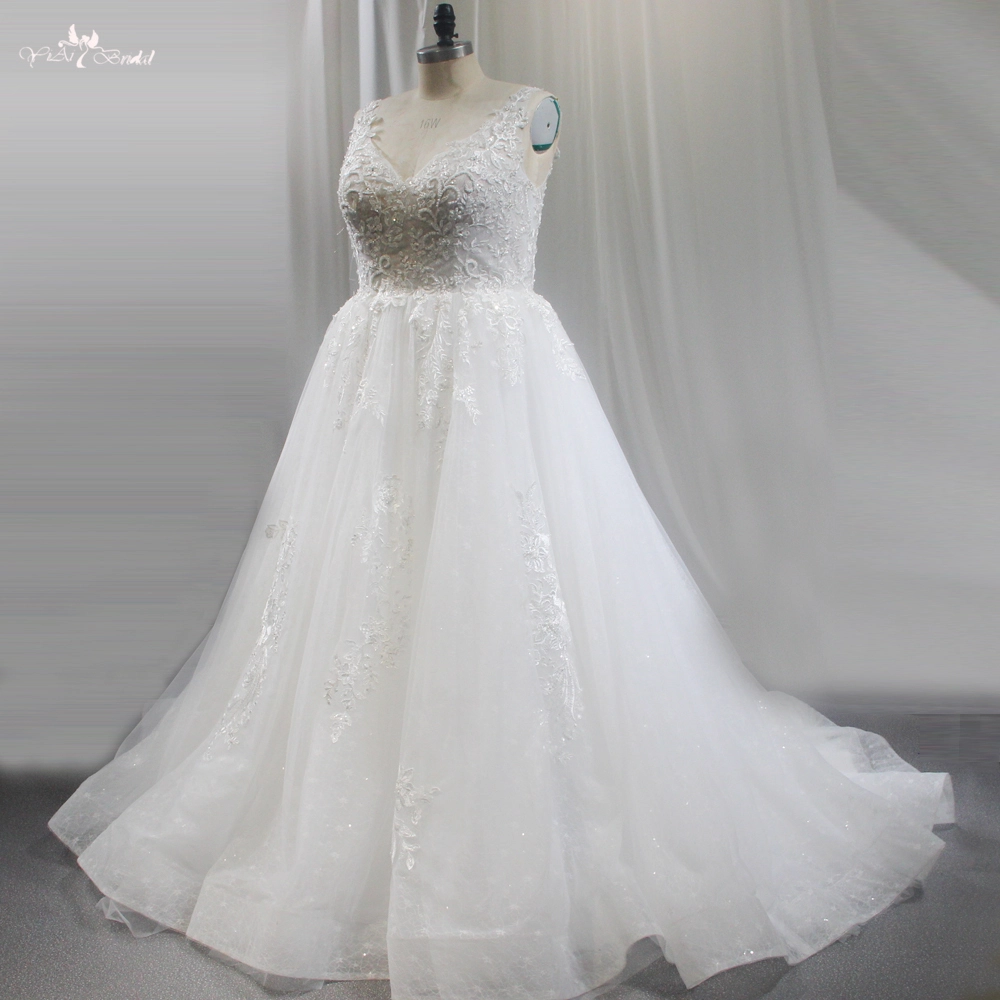 RSW1845 V Neckline Bridal Wedding Dresses For Plus Size Women 1
