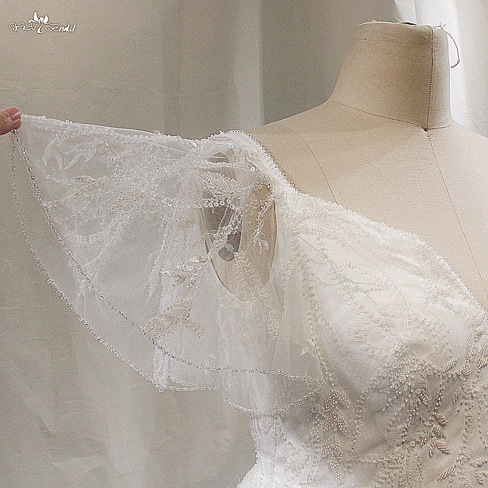 LZ479 V pääntie lyhyet hihat istuvat ja levenevät häämekot kurvikkaalle naiselle 9