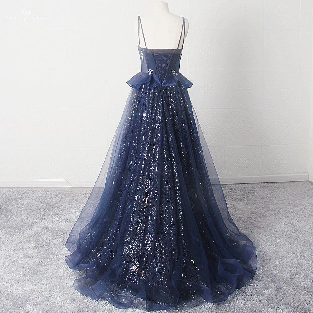 Navy Blue Prom Dresses LZF127 Spagetti Straps Girls Evening Dress 10