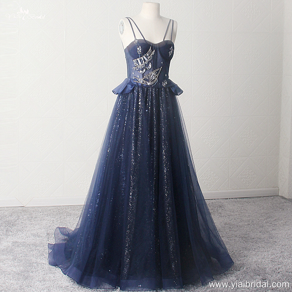 Navy Blue Prom Dresses LZF127 Spagetti Straps Girls Evening Dress 8