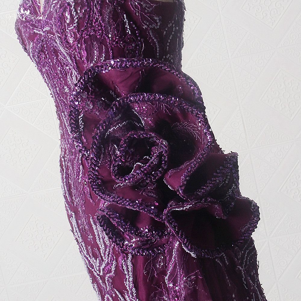 Mor Denizkızı Abiye Elbise LZF128 Payetli Dantel Aplikler Parti Elbisesi Afrika Kadın Abiye Elbiseleri 13