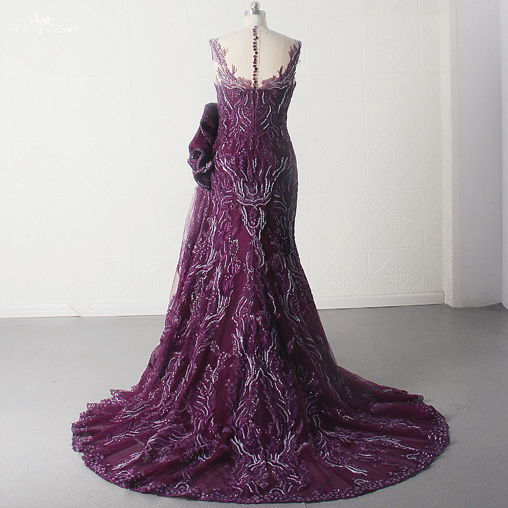 Mor Denizkızı Abiye Elbise LZF128 Payetli Dantel Aplikler Parti Elbisesi Afrika Kadın Abiye Elbiseleri 11