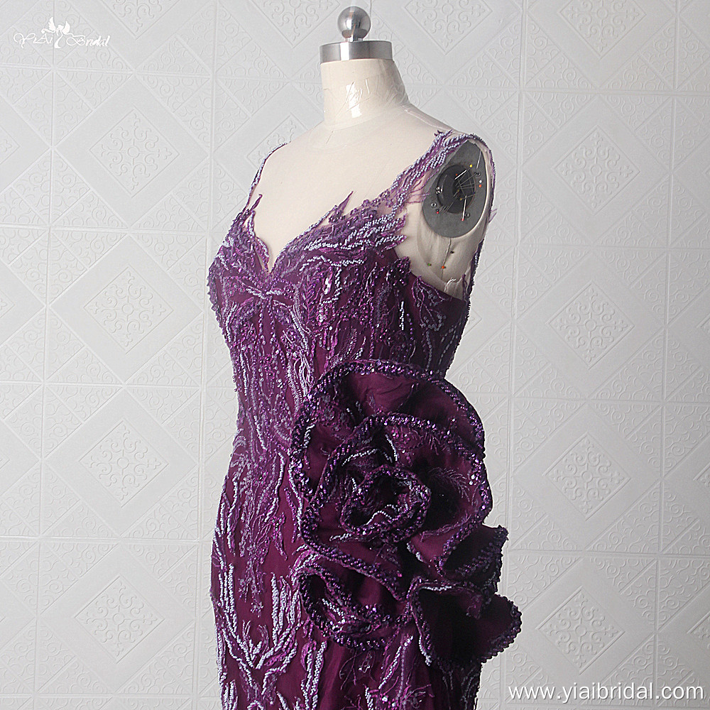 Mor Denizkızı Abiye Elbise LZF128 Payetli Dantel Aplikler Parti Elbisesi Afrika Kadın Abiye Elbiseleri 12