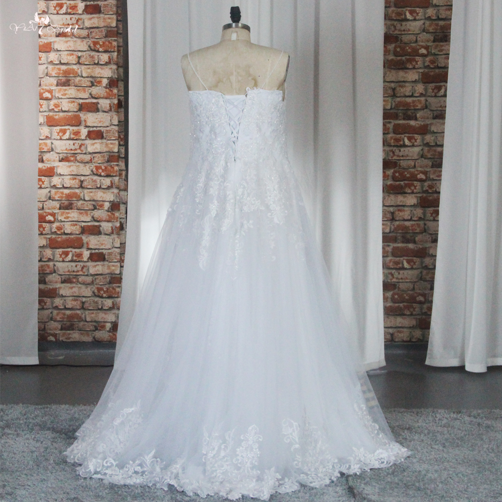 RSW1861 Sweetheart White Wedding Dress With Detachable Train One Layer Tulle 10