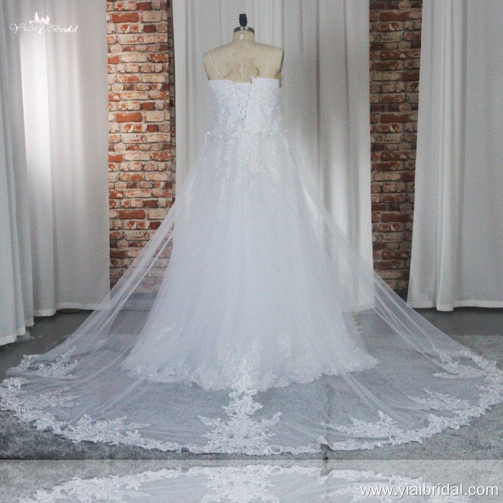 RSW1861 Sweetheart White Wedding Dress With Detachable Train One Layer Tulle 8