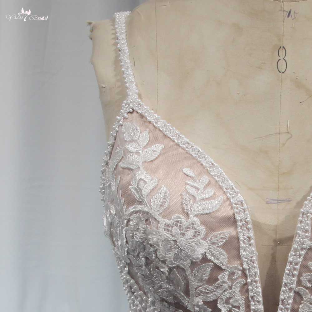 RSW1911 Сатенена булчинска рокля тип русалка с презрамки и изрязан шлейф 8