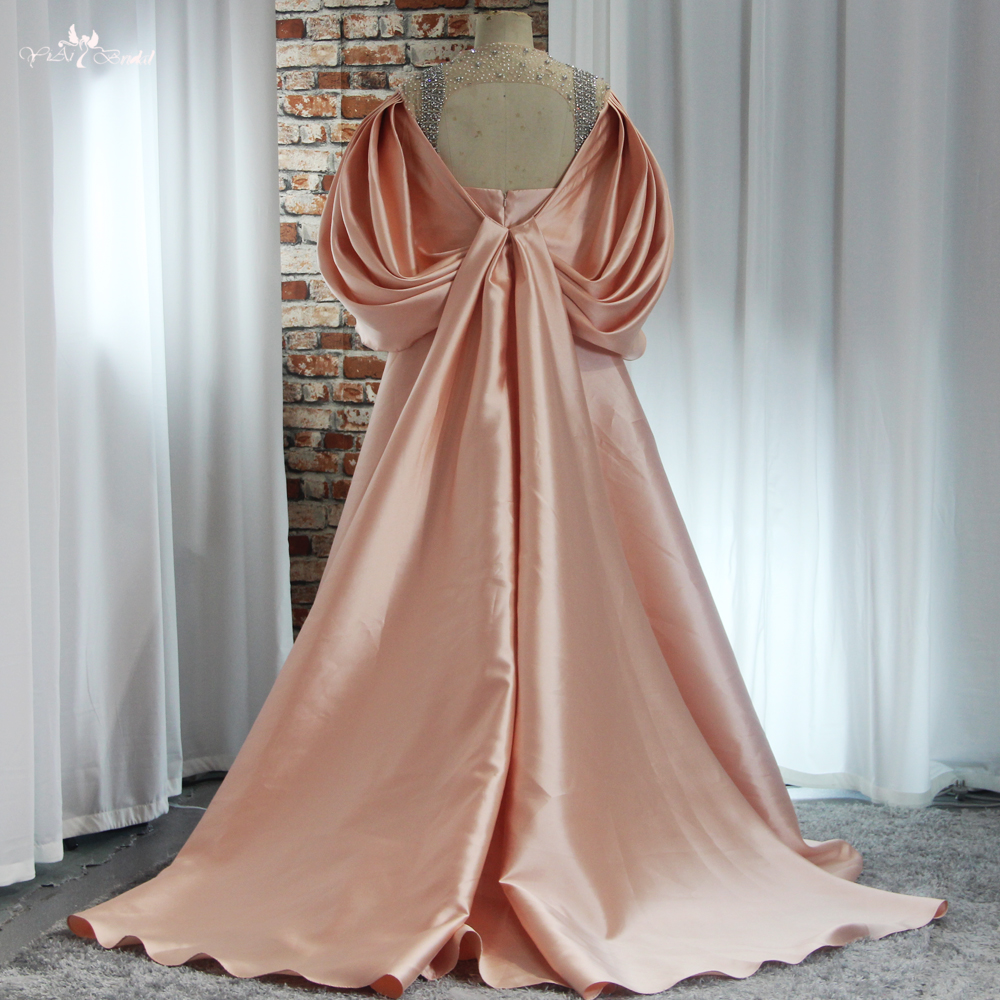 Lale Kollu A Kesim Pembe Mikado Gelinlik RSE952 Uzun Pelerinli Arabian Abiye Elbise 15