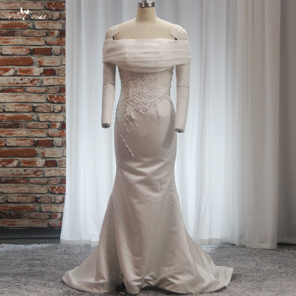 RSW1905 Off Shoulder Mermaid Satin Wedding Gowns 1