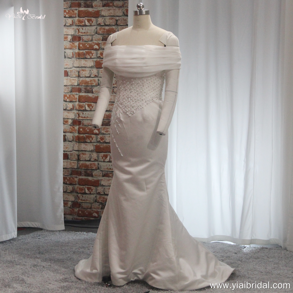 RSW1905 Off Shoulder Mermaid Satin Wedding Gowns 6