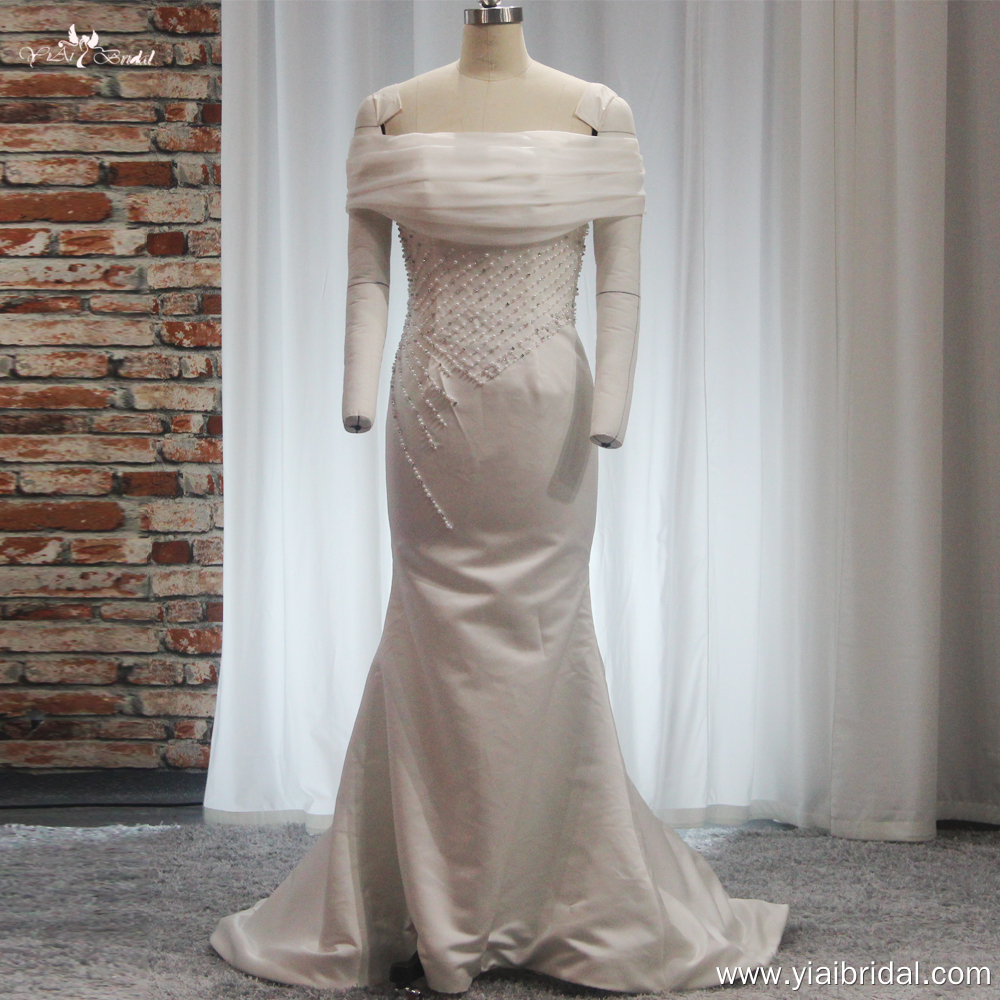 RSW1905 Off Shoulder Mermaid Satin Wedding Gowns 5