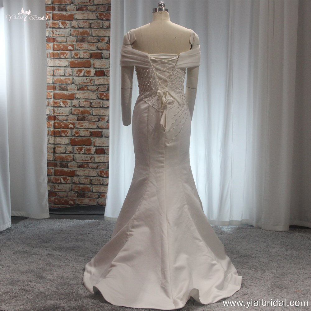 RSW1905 Off Shoulder Mermaid Satin Wedding Gowns 7