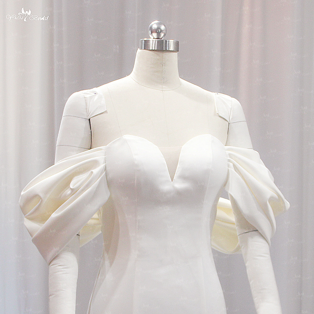 LZ517 Off The Shoulder Cream Champagne Wedding Dress Mermaid 8