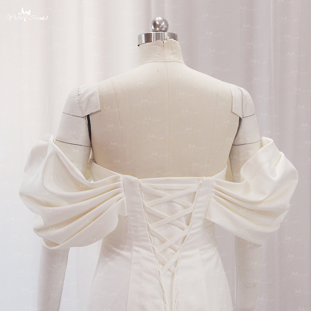 LZ517 Off The Shoulder Cream Champagne Wedding Dress Mermaid 9