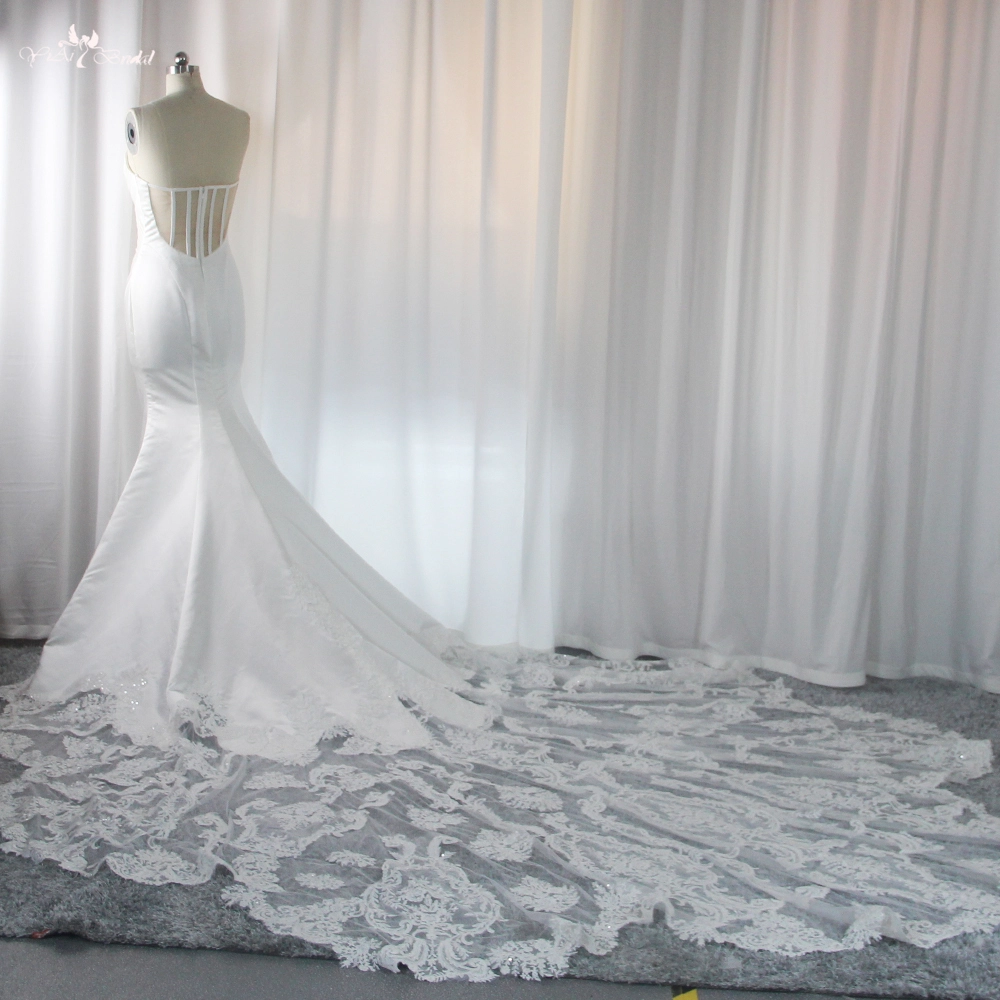 RSW1856 Sweetheart Mermaid Wedding Dress With Cut-Out Lace Train 1