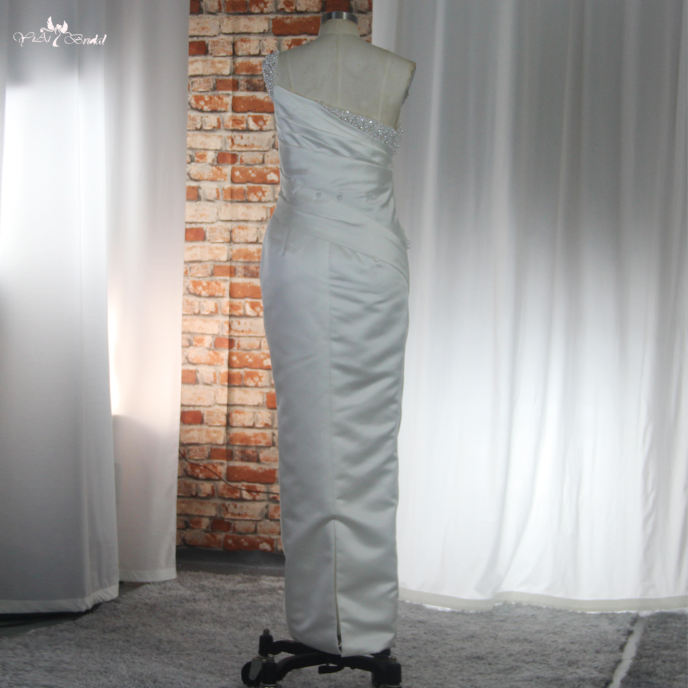 RSW1888 Satin Wedding Dress With Detachable Train One Shoulder Bridal Dress 10