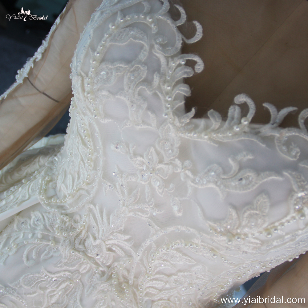 Princess Satin Ball Gown Wedding Dress Long Sleeves RSW1886 9