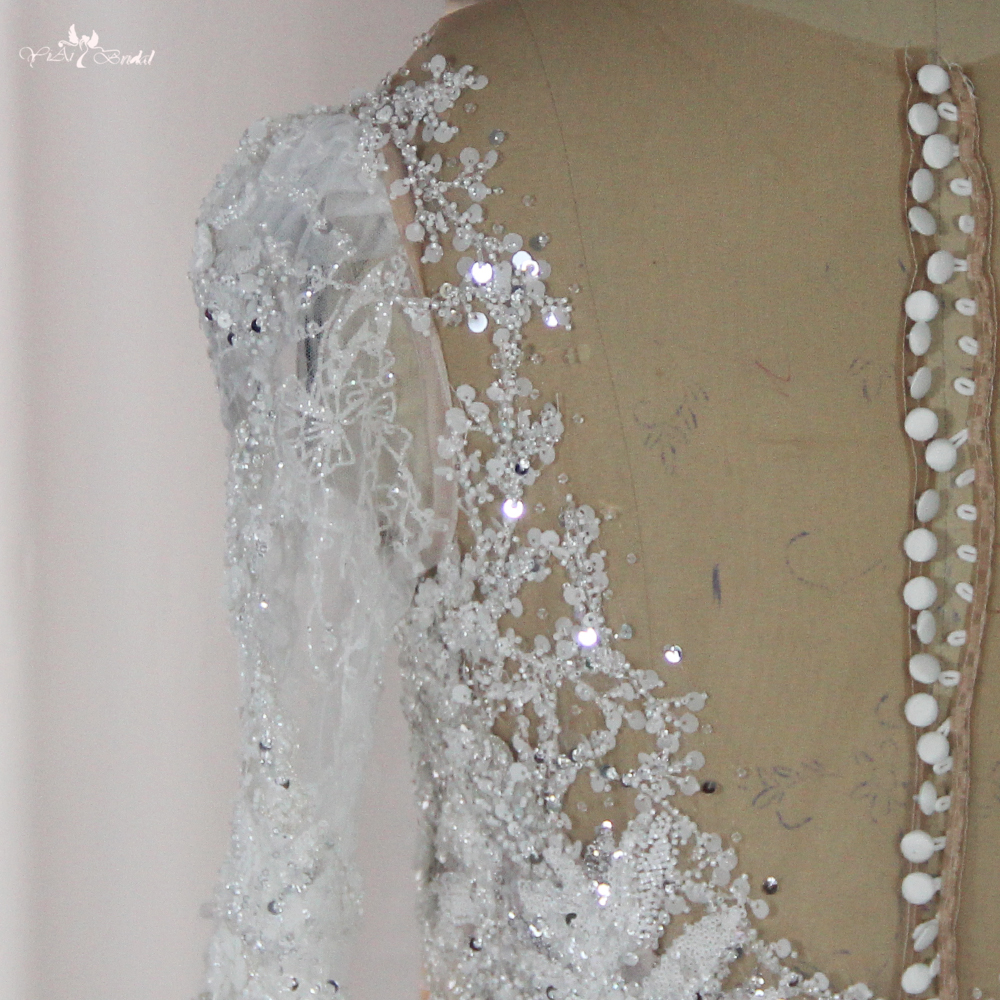 Výrobci nádherných svatebních šatů na míru RSW1881 Velké svatební šaty s dlouhým rukávem 16