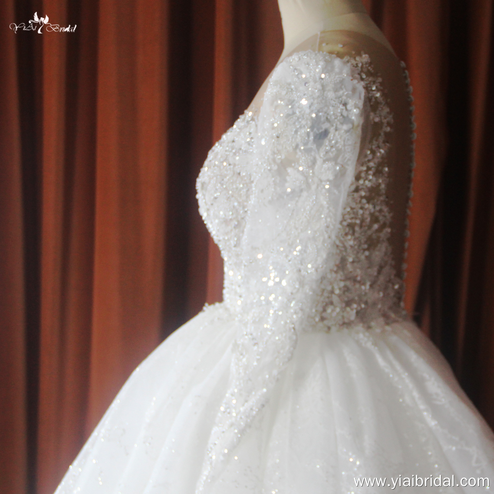 Výrobci nádherných svatebních šatů na míru RSW1881 Velké svatební šaty s dlouhým rukávem 17