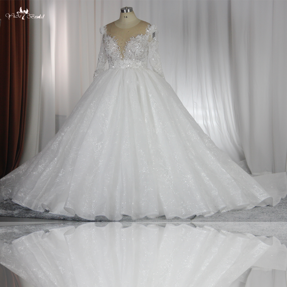 Výrobci nádherných svatebních šatů na míru RSW1881 Velké svatební šaty s dlouhým rukávem 14