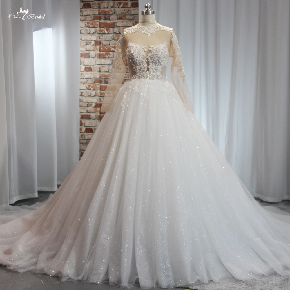 Long Sleeve Princess Ball Gown Wedding Dress RSW1901 1